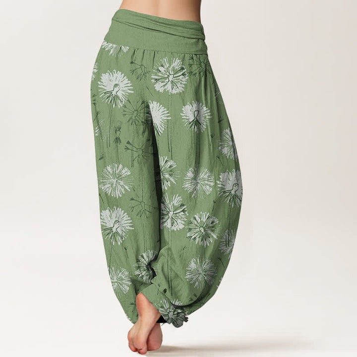 Buddha Stones Harembroek voor dames met elastische Taille en paardenbloemmotief van 100% Cotton - image 9