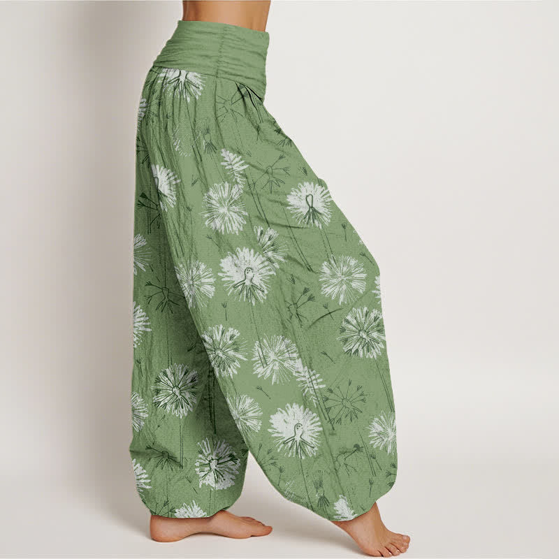 Buddha Stones Harembroek voor dames met elastische Taille en paardenbloemmotief van 100% Cotton - image 10