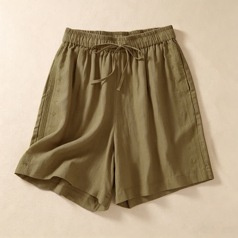 Buddha Stones Zomerse casual damesshorts met trekkoord en zakje - Donkergoudenroede - US12, UK/AU16, EU44 (3XL) - image 0