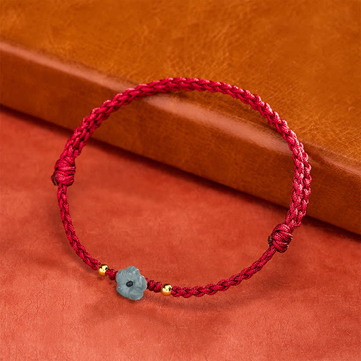 Buddha Stones Jade bloem rode koord Armband - image 2