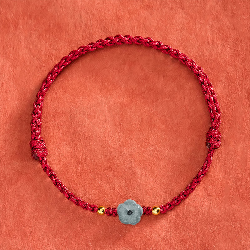 Buddha Stones Jade bloem rode koord Armband - image 1