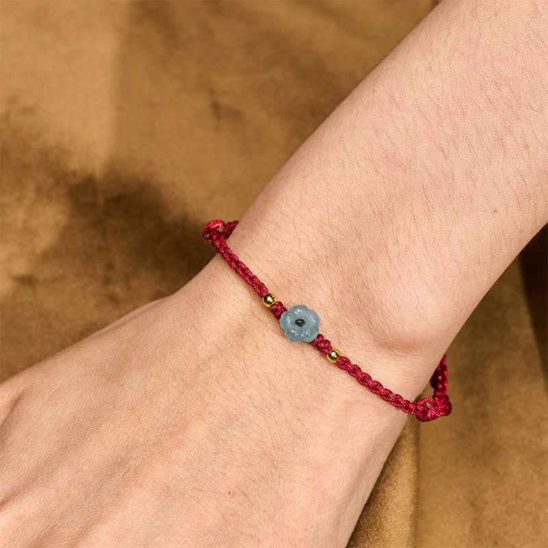 Buddha Stones Jade bloem rode koord Armband - image 4