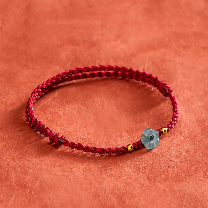 Buddha Stones Jade bloem rode koord Armband - image 3