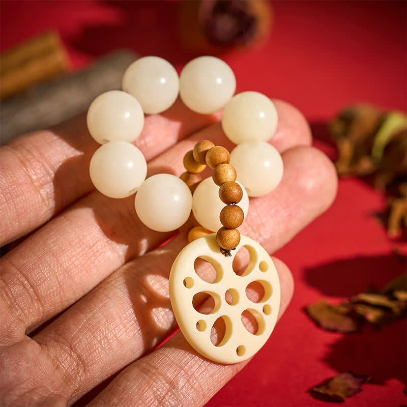 Buddha Stones Witte Bodhizaad Lotuswortel Hanger Geluk Tastbare Meditatie Kralen Decoraties - Witte Bodhizaad (Zuiverheid ♥ Helderheid) - image 0