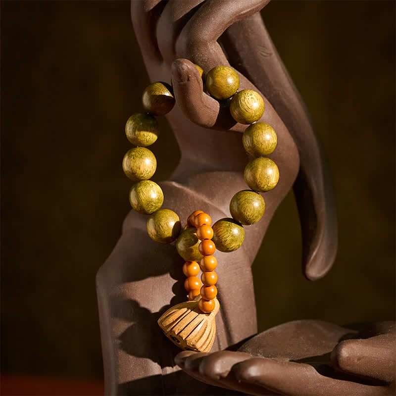 Buddha Stones Groene sandelhout lotuspeul helende, handgepolijste tactiele meditatiekralen decoraties - image 1