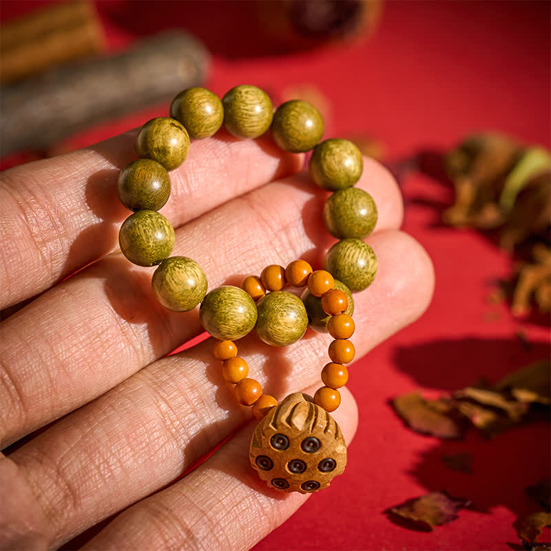 Buddha Stones Groene sandelhout lotuspeul helende, handgepolijste tactiele meditatiekralen decoraties - Groene sandelhout (Rustige energie ♥ Spiritueel evenwicht) - image 0