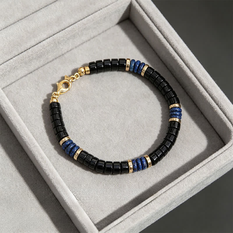Buddha Stones Lapis Lazuli Zwarte Onyx Truth Cube Armband - image 2