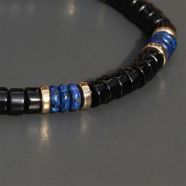 Buddha Stones Lapis Lazuli Zwarte Onyx Truth Cube Armband - image 4