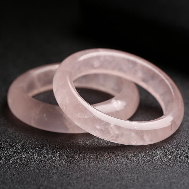 Buddha Stones Bangle-armband met symbool van liefde en zorgzaamheid van natuurlijke rozenkwarts - 62 mm - image 0