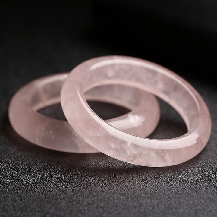 Buddha Stones Bangle-armband met symbool van liefde en zorgzaamheid van natuurlijke rozenkwarts - 62 mm - image 0