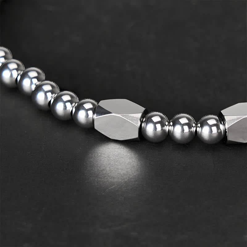 Buddha Stones Stimulerende Armband van titaniumstaal met kleine kralen van 4 mm - image 3