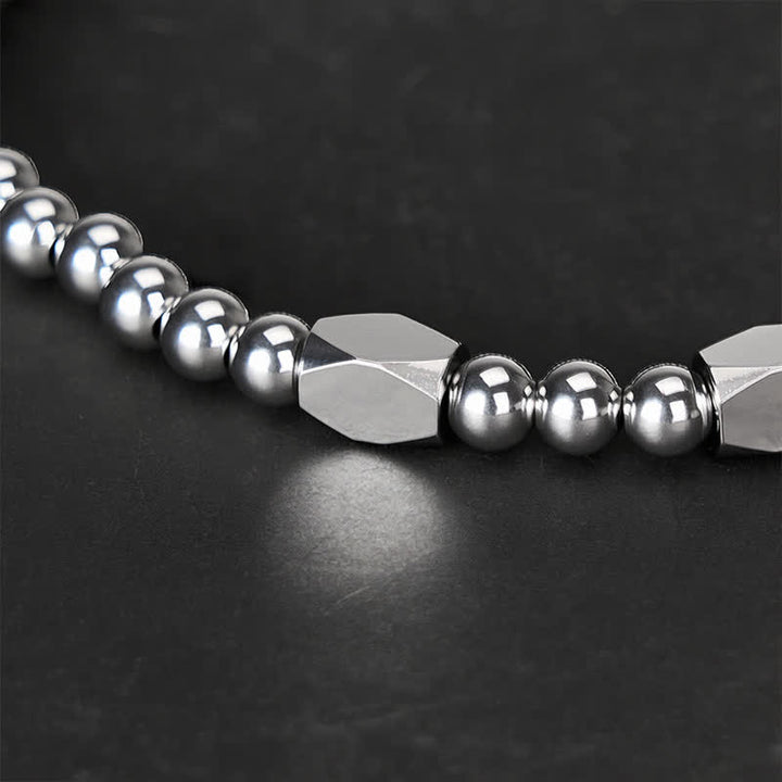 Buddha Stones Stimulerende Armband van titaniumstaal met kleine kralen van 4 mm - image 3