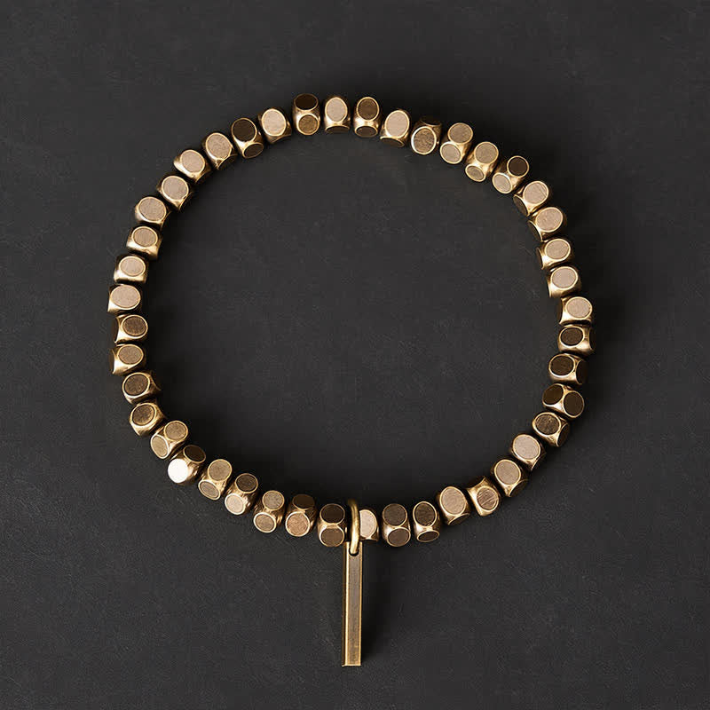 Buddha Stones Helende Armband van messing met kleine vierkante kralen van 4 mm - image 1