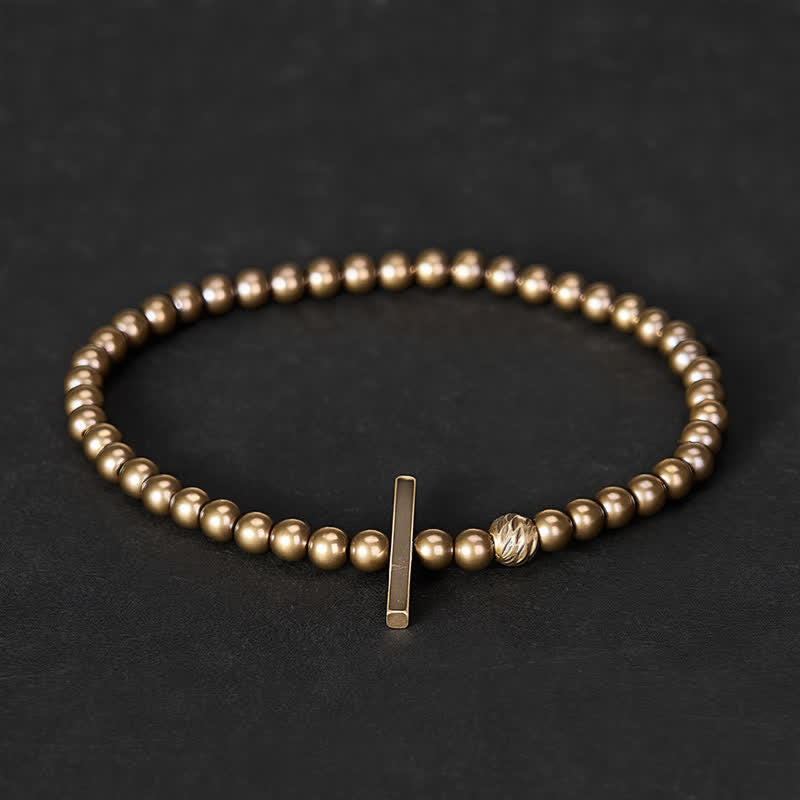 Buddha Stones Helende Armband van messing met kleine ronde kralen van 4 mm - Polsomtrek: 7,9–8,2 inch (20–21 cm) - image 0
