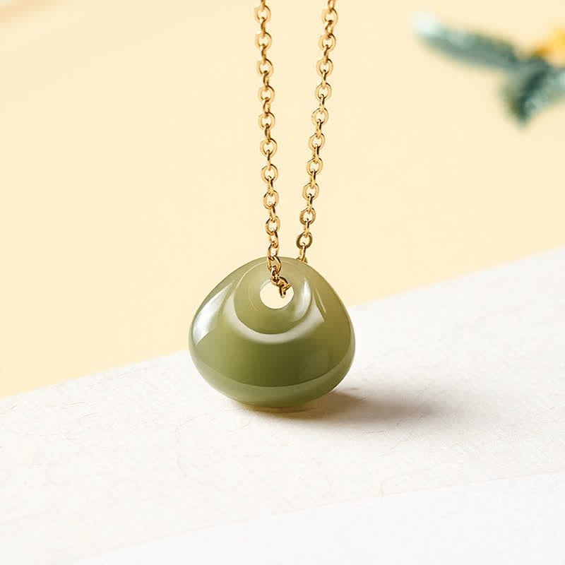 Buddha Stones Jade Kinderslot Geluk Mini Hanger Ketting - 925 Sterling Zilver (Zegen♥Rust) - Natuurlijke jade (kleur kan variëren) - image 0