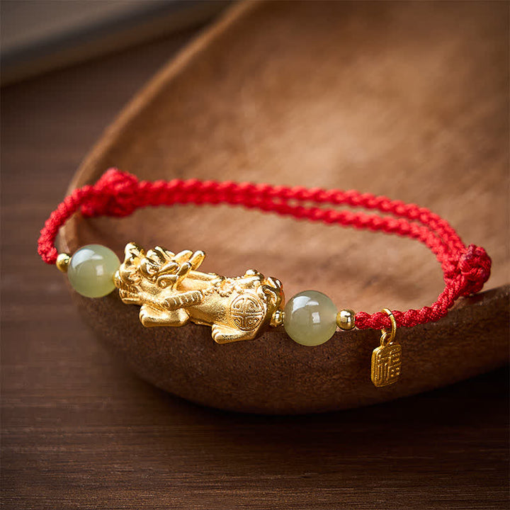 Buddha Stones Koperen Pi Xiu Fu geluksarmband met rood Armband - image 1