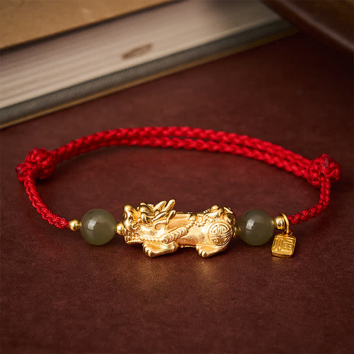 Buddha Stones Koperen Pi Xiu Fu geluksarmband met rood Armband - Rode draad (Bescherming♥Geluk) - image 0