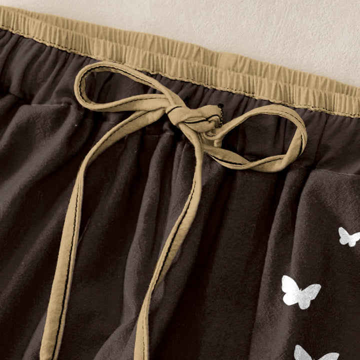 Buddha Stones Witte damesbroek van 100% Cotton met vlinderprint, elastische Taille en Zakken. - image 9