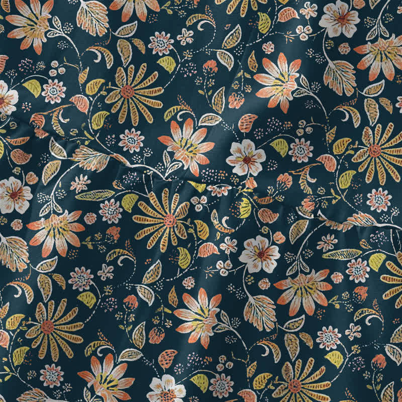 Buddha Stones Zomerse casual vintage Midi voor dames met bloemen-, blader- en Mouwloos en met Zakken. - image 1