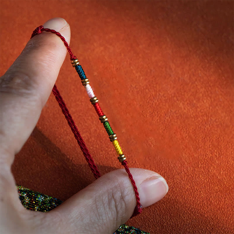 Buddha Stones Handgeweven, kleurrijke rode armband met koord, Tibetaanse verstelbare Armband - image 1