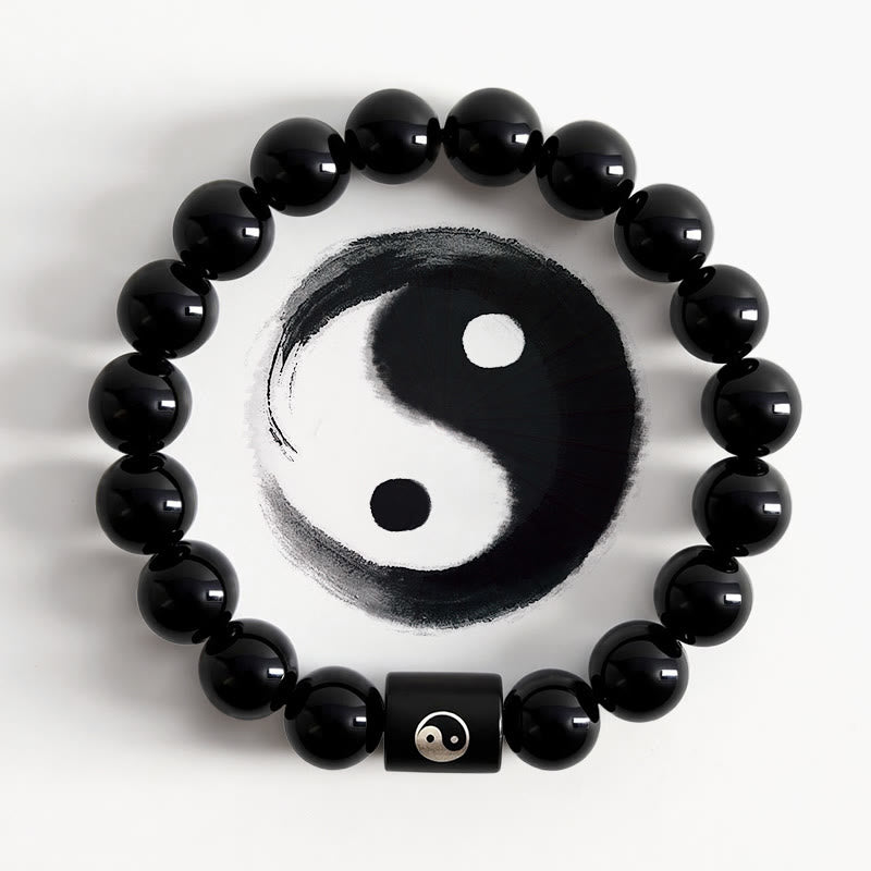 Buddha Stones Armband van ebbenhout met ingelegde Yin Yang-balans kralen - Yin Yang (Balans ♥ Harmonie) - Ebbenhout (Balans♥Rust) - image 0