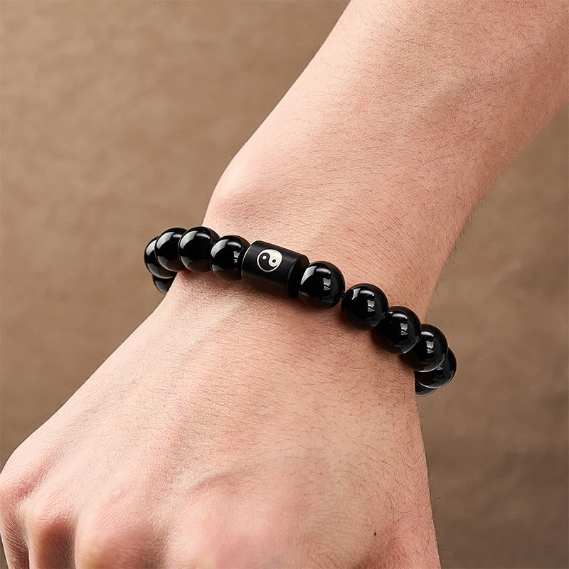 Buddha Stones Armband van ebbenhout met ingelegde Yin Yang-balans kralen - image 11