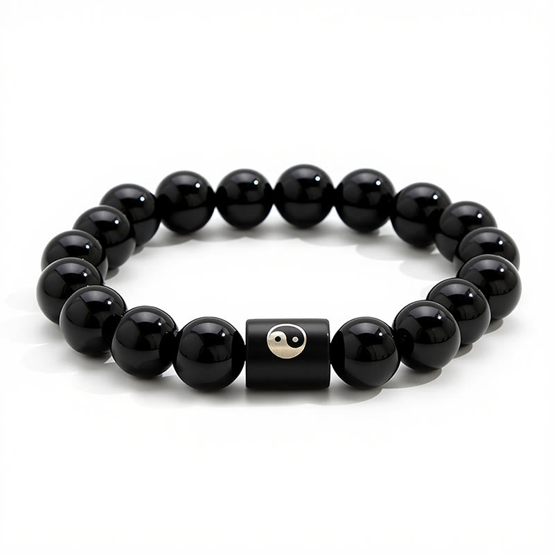 Buddha Stones Armband van ebbenhout met ingelegde Yin Yang-balans kralen - image 8