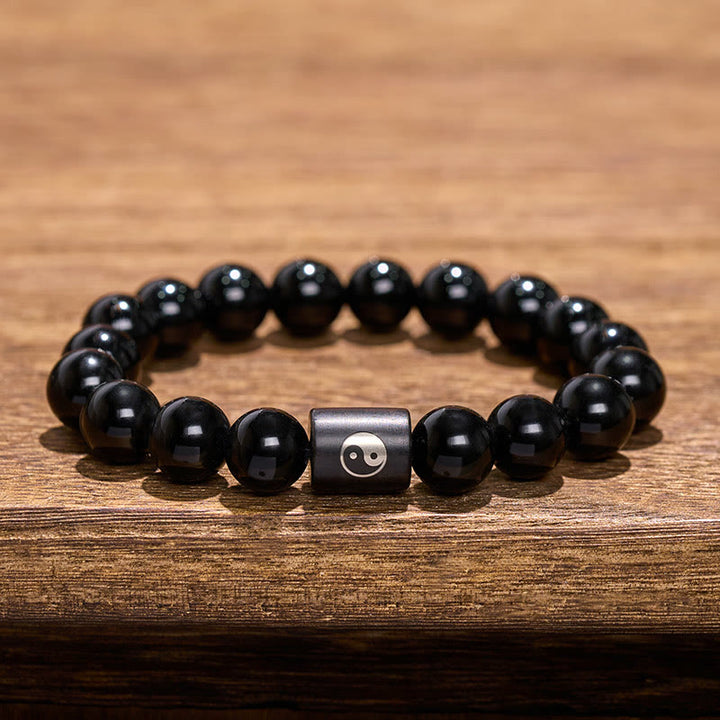 Buddha Stones Armband van ebbenhout met ingelegde Yin Yang-balans kralen - image 9