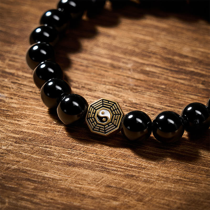 Buddha Stones Zwarte onyx Bagua Balance bedeltje Armband - image 10