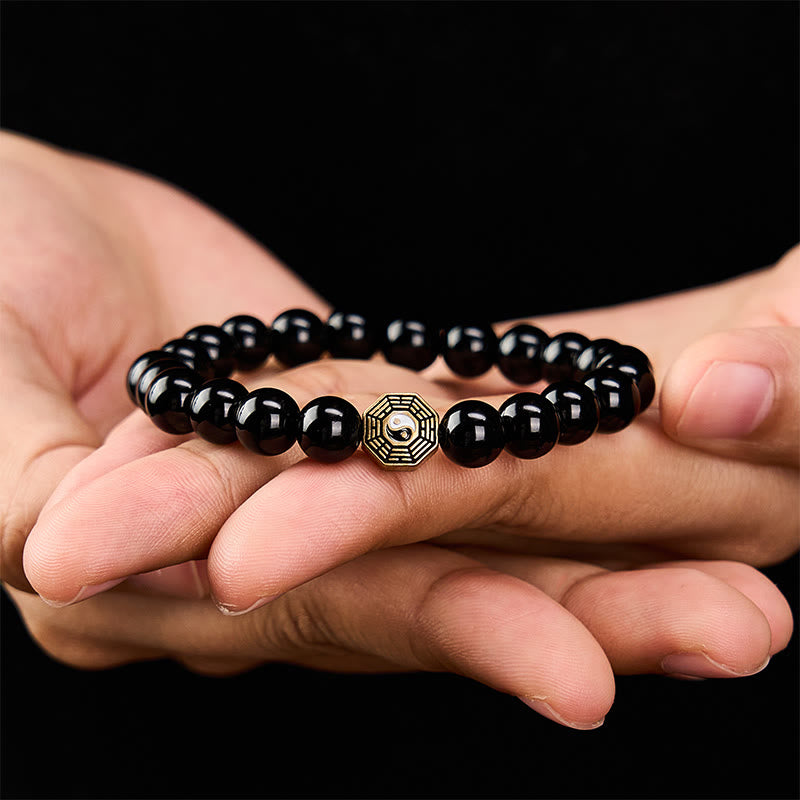 Buddha Stones Zwarte onyx Bagua Balance bedeltje Armband - image 8