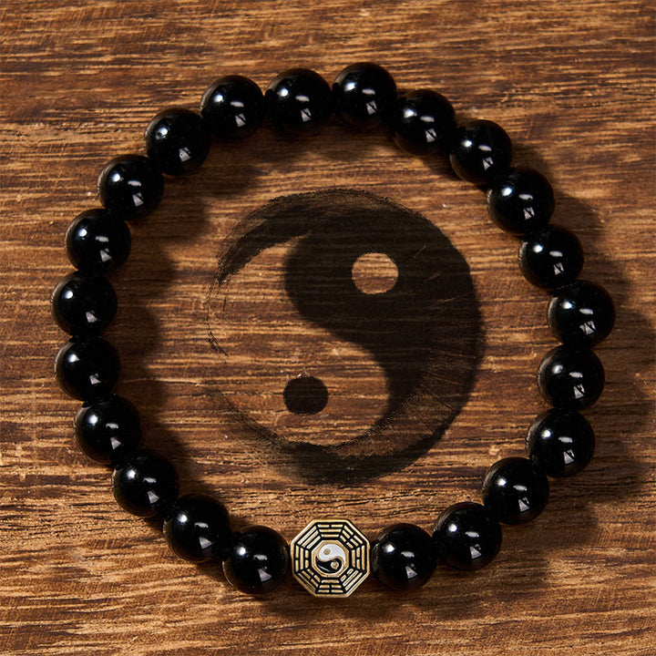 Buddha Stones Zwarte onyx Bagua Balance bedeltje Armband - Bagua (Balans ♥ Harmonie) - image 0
