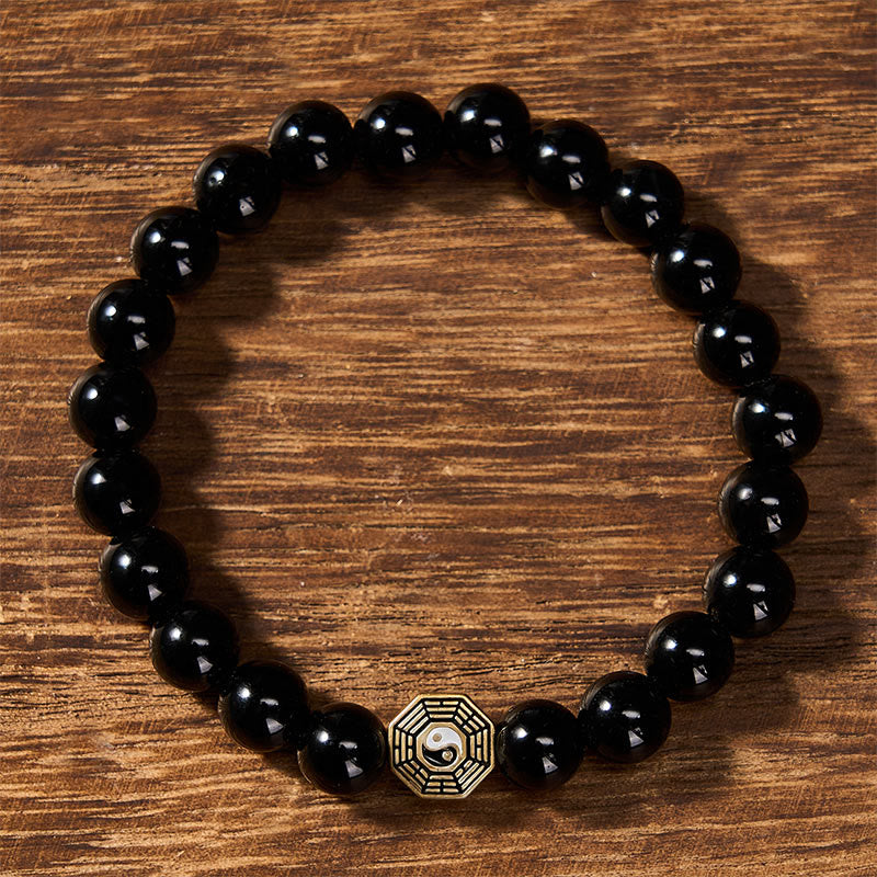 Buddha Stones Zwarte onyx Bagua Balance bedeltje Armband - image 1