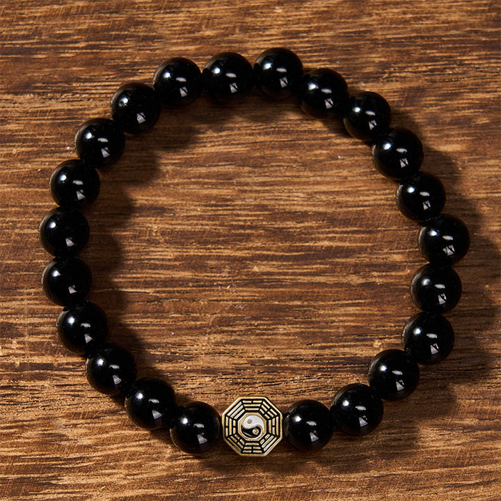 Buddha Stones Zwarte onyx Bagua Balance bedeltje Armband - image 1