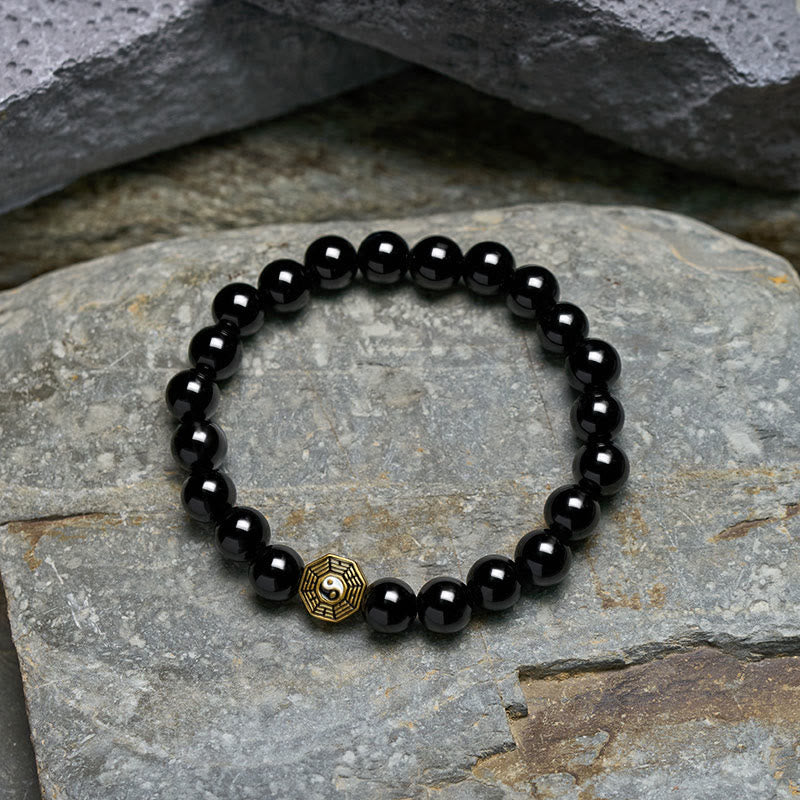 Buddha Stones Zwarte onyx Bagua Balance bedeltje Armband - image 4