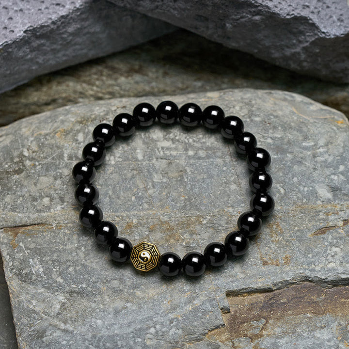 Buddha Stones Zwarte onyx Bagua Balance bedeltje Armband - image 4