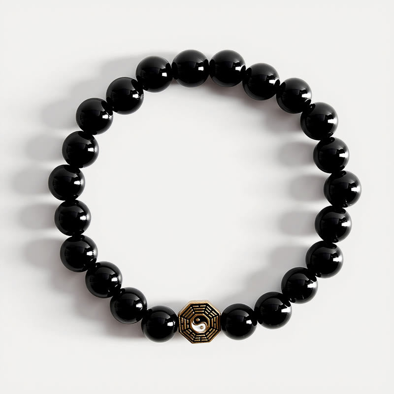 Buddha Stones Zwarte onyx Bagua Balance bedeltje Armband - image 3