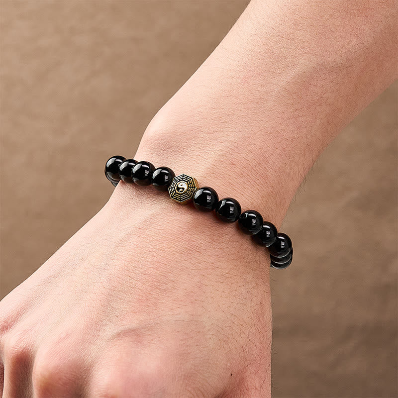 Buddha Stones Zwarte onyx Bagua Balance bedeltje Armband - image 9