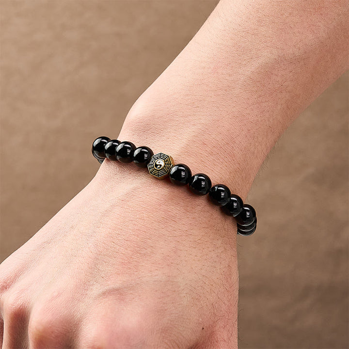 Buddha Stones Zwarte onyx Bagua Balance bedeltje Armband - image 9