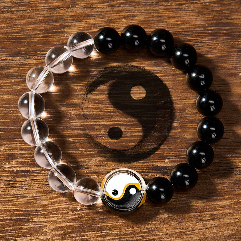 Buddha Stones Liuli glazen kralen Yin Yang balans dubbelzijdige ronde Armband - image 1
