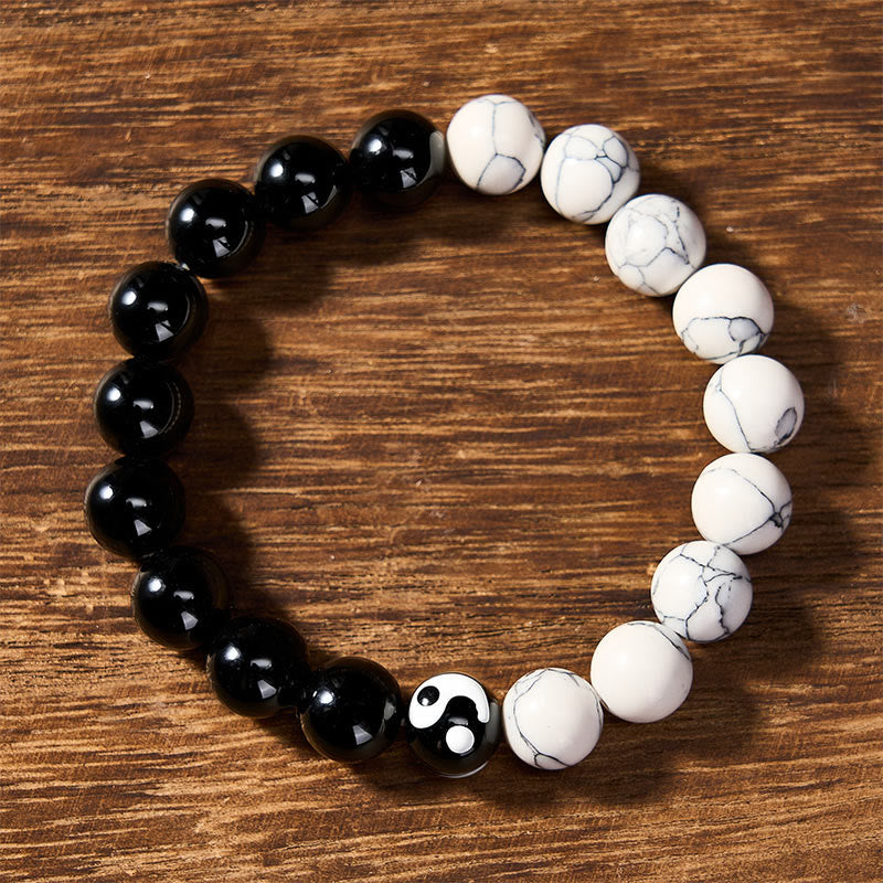 Buddha Stones Liuli glazen kralen Yin Yang balans ronde kralen Armband - image 1