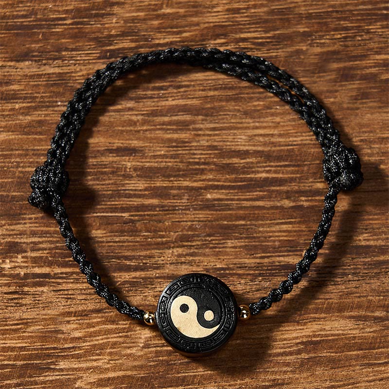 Buddha Stones Ebbenhouten Bagua aardingsarmband met rood Armband - image 11