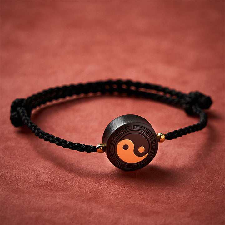 Buddha Stones Ebbenhouten Bagua aardingsarmband met rood Armband - image 12
