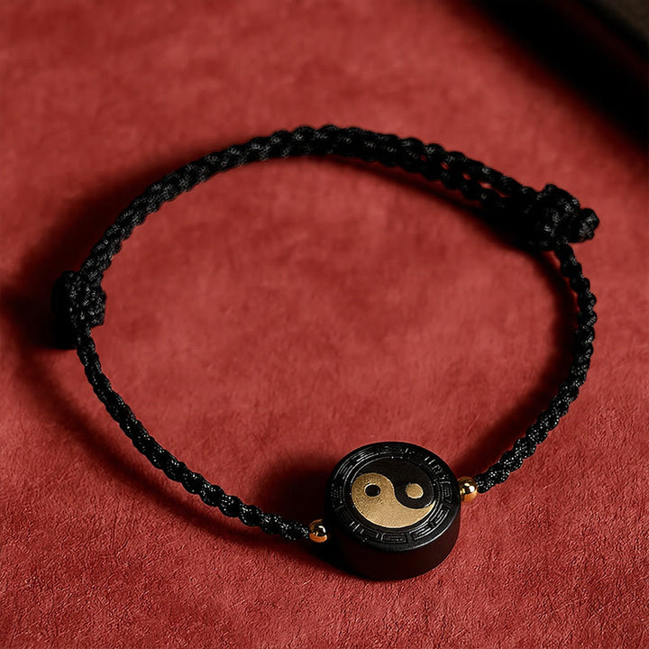 Buddha Stones Ebbenhouten Bagua aardingsarmband met rood Armband - image 13