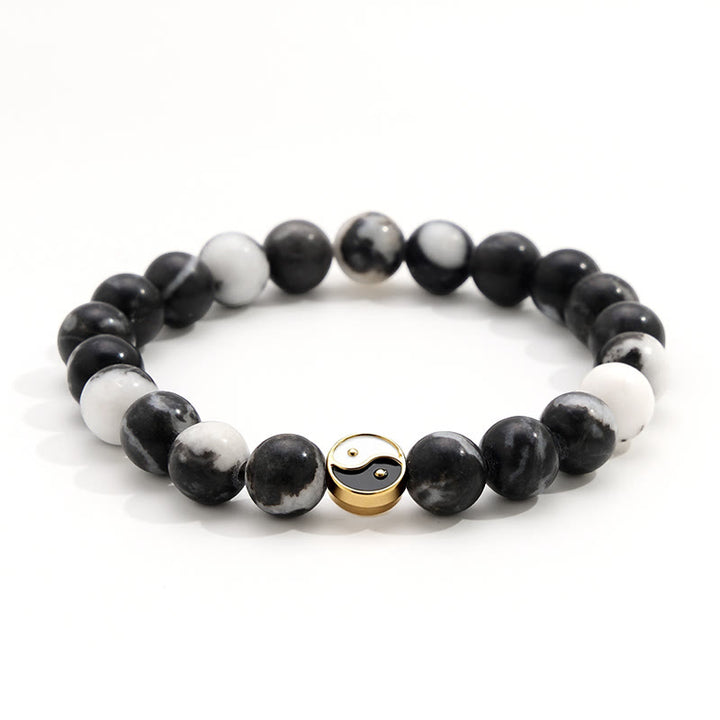 Buddha Stones Orca Agaat Yin Yang Harmonie Ronde Kralen Armband - image 0