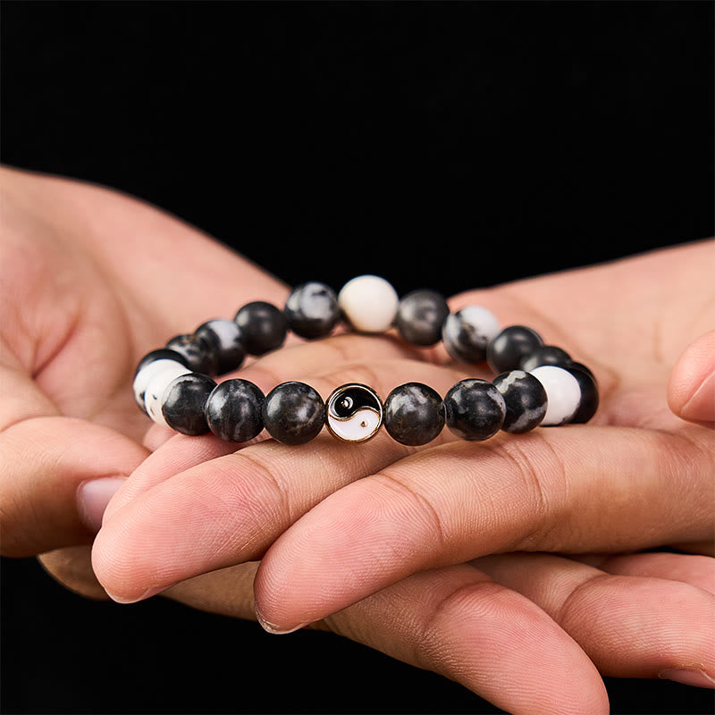 Buddha Stones Orca Agaat Yin Yang Harmonie Ronde Kralen Armband - Orca-agaat (Bescherming ♥ Innerlijke rust) - image 2