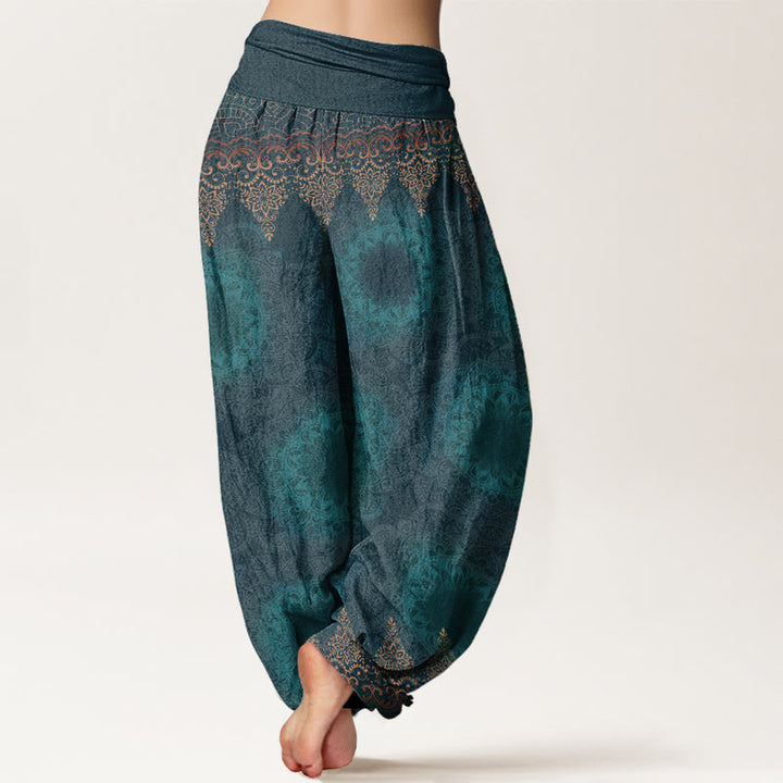 Buddha Stones Harembroek voor dames met elastische Taille en driehoekig mandala-patroon van 100% Cotton - image 2