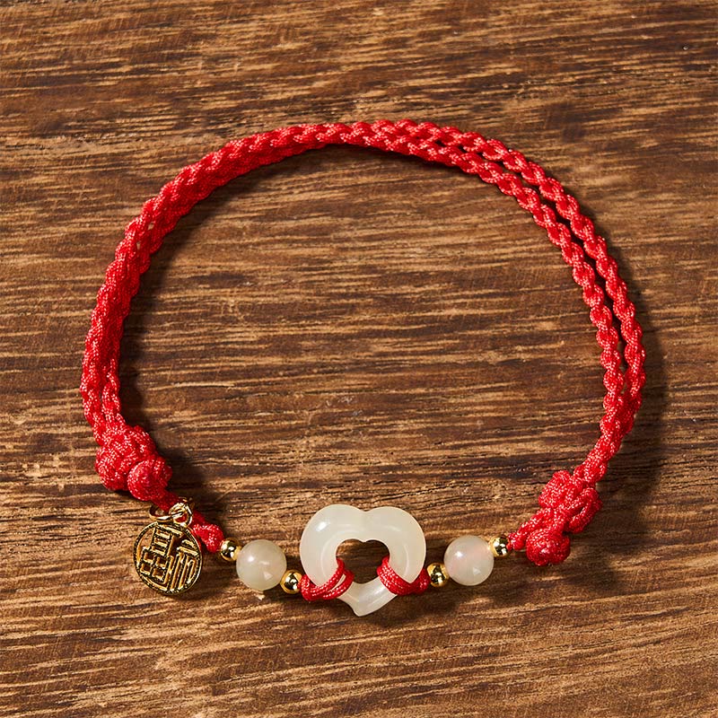 Buddha Stones Hetian Jade Hart Ring Fu Karakter Armband - image 2