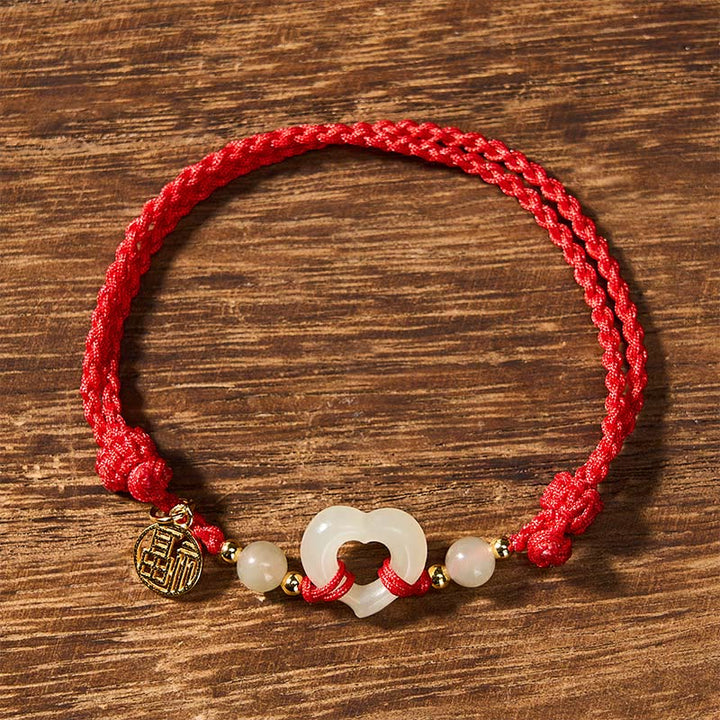 Buddha Stones Hetian Jade Hart Ring Fu Karakter Armband - image 2