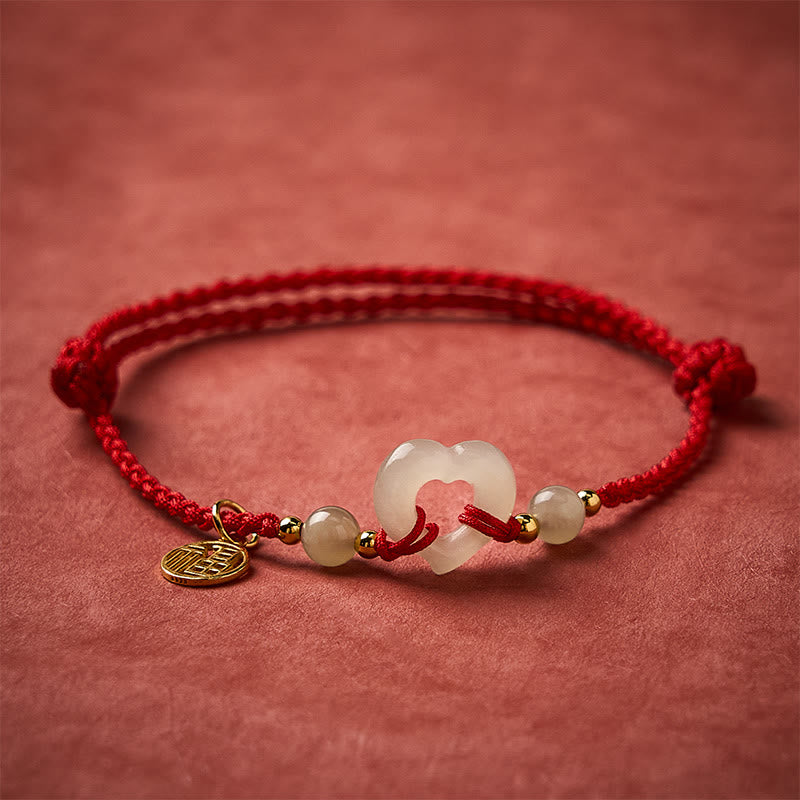 Buddha Stones Hetian Jade Hart Ring Fu Karakter Armband - image 1