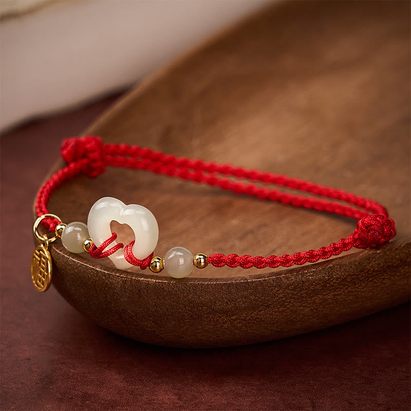 Buddha Stones Hetian Jade Hart Ring Fu Karakter Armband - image 3
